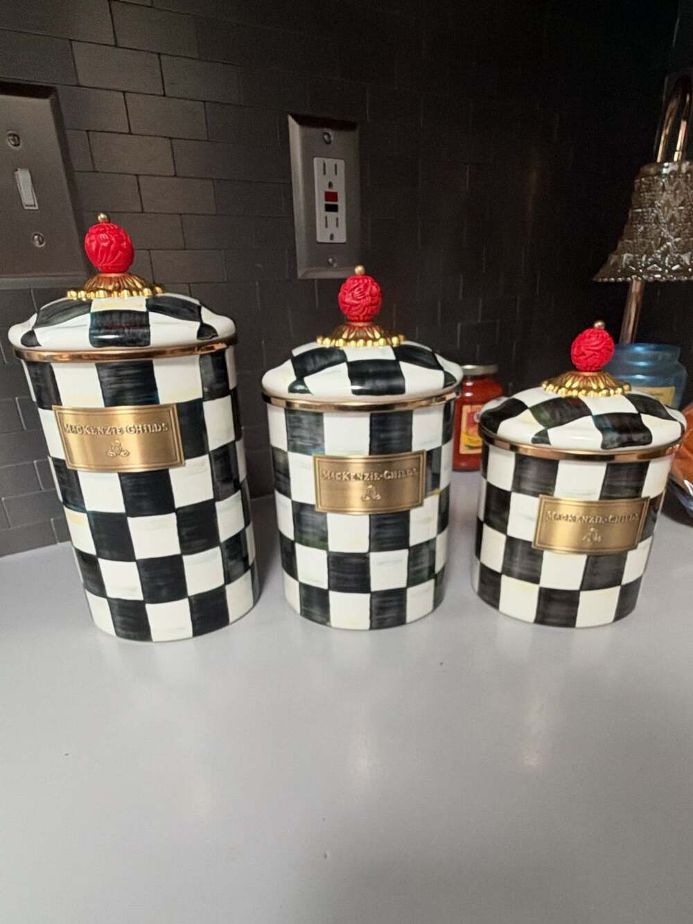 MacKenzie-Childs Courtly Check Canister Set of 3